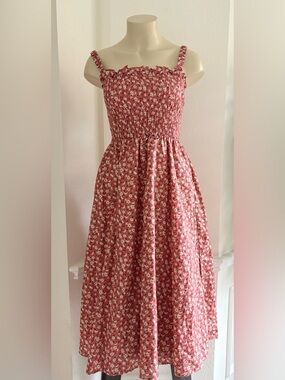 English Factory Smocked Floral Midi Dress